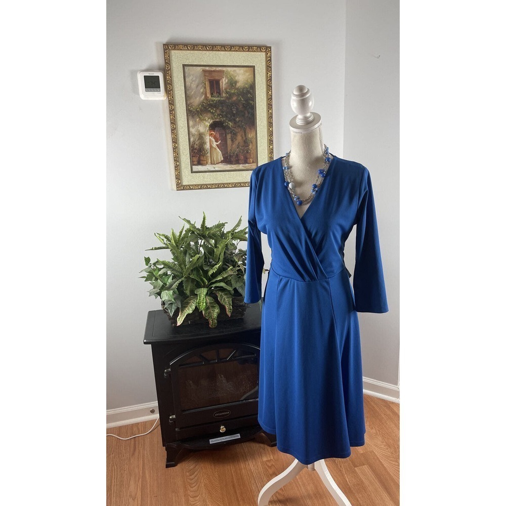 Chadwicks‎ Women's Multicolored Size 8 Fit Flare Short Sleeve Stretch Dress Belt